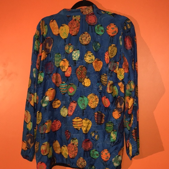 Chico’s Design Colorful Japanese Lantern Pattern Shirt Size 3/ Large 14/16 Plus - Picture 7 of 16